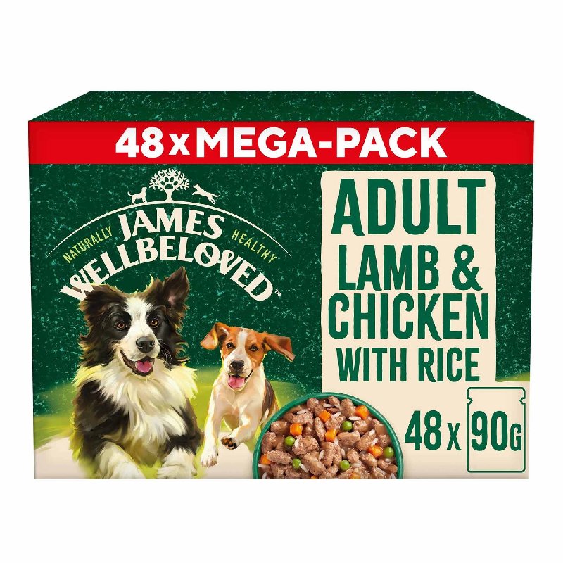 James Wellbeloved Adult Wet Dog Food - Lamb & Chicken 48x90g