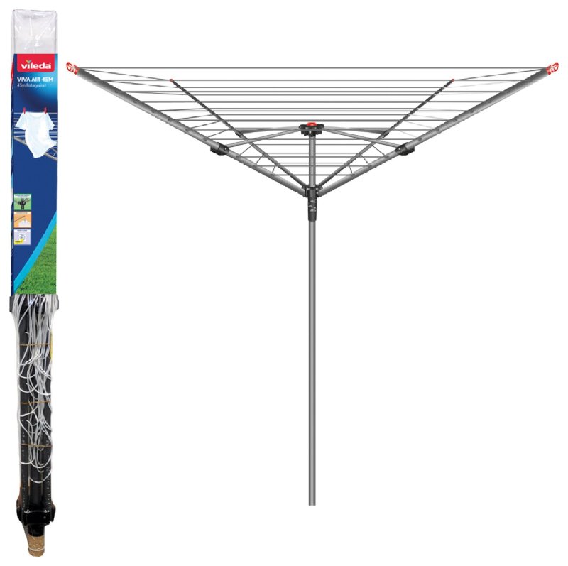 Vileda Viva Air 45m Rotary Airer with Ground Socket
