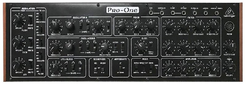 Behringer PRO-1 Dual-VCO Analog Desktop Synthesizer, 16-Voice Poly Chain, Eurorack Format