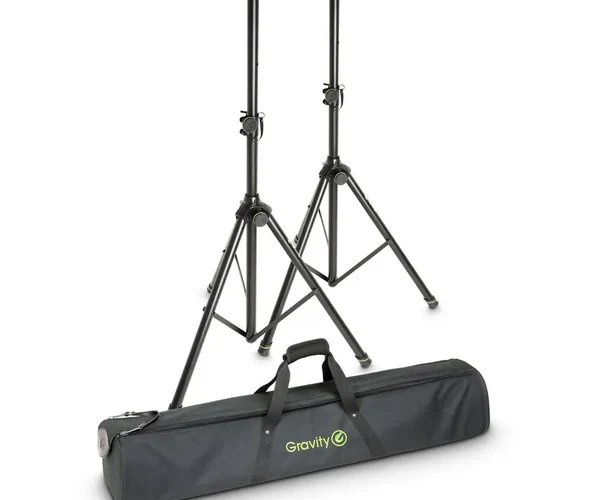Gravity GSP5212B Set of 2 Steel Speaker Stands with GBGSS2B Carry Bag