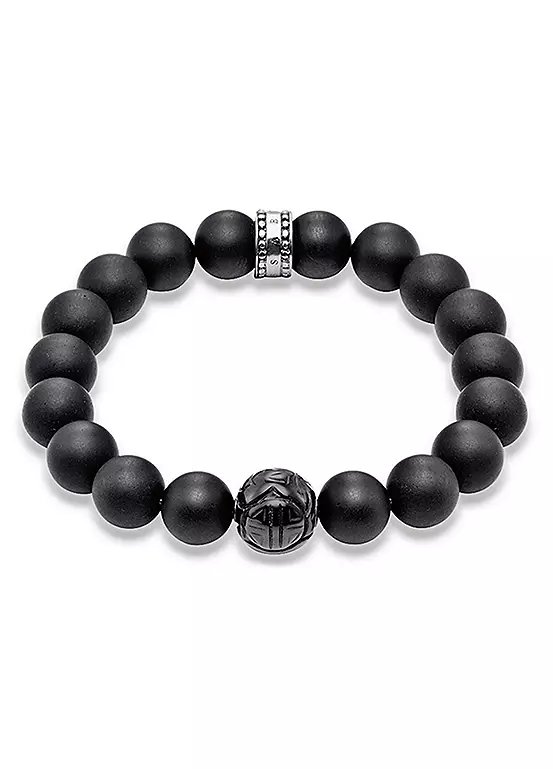 Thomas Sabo Rebel at Heart Obsidian Men's Bracelet in Sterling Silver