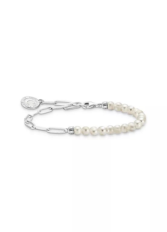 Thomas Sabo Sterling Silver Freshwater Pearl Beaded Bracelet, Model A2129-158-14-L19v