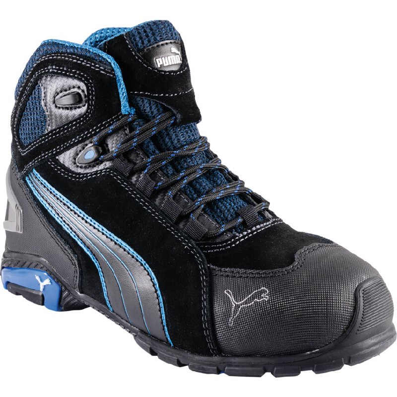 Puma Rio Unisex Metal Safety Boots, Size 11, Black/Blue, Aluminium Toe Cap