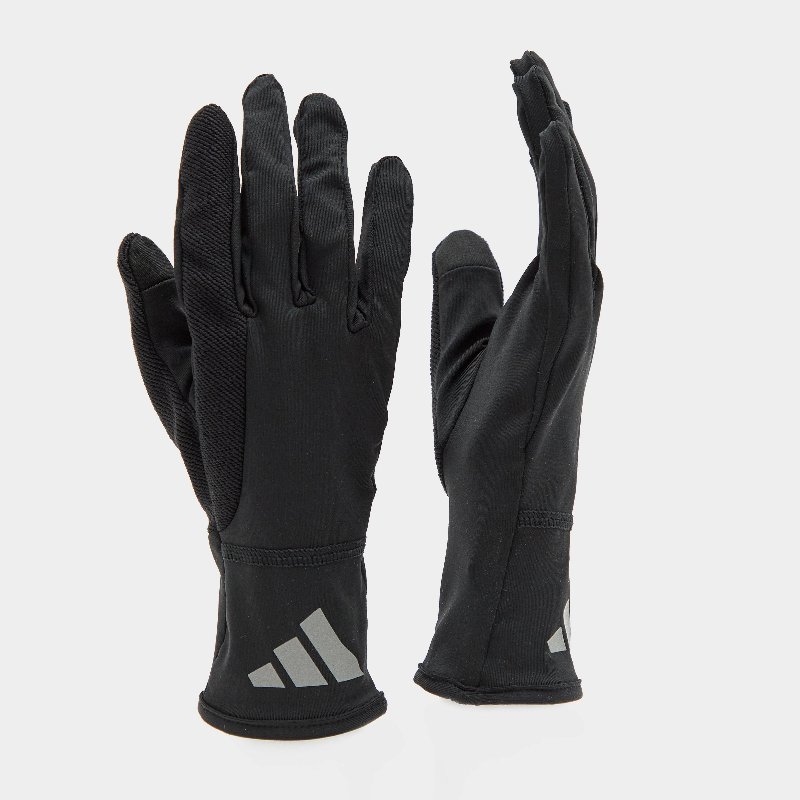 adidas AeroReady Running Gloves in Black with Reflective Silver Details