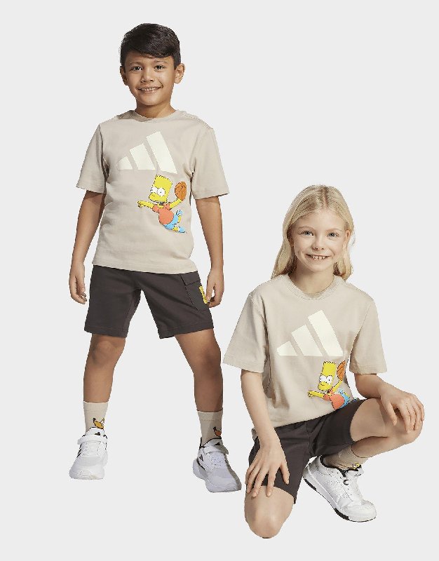 Adidas The Simpsons Kids' T-Shirt and Shorts Set in Brown
