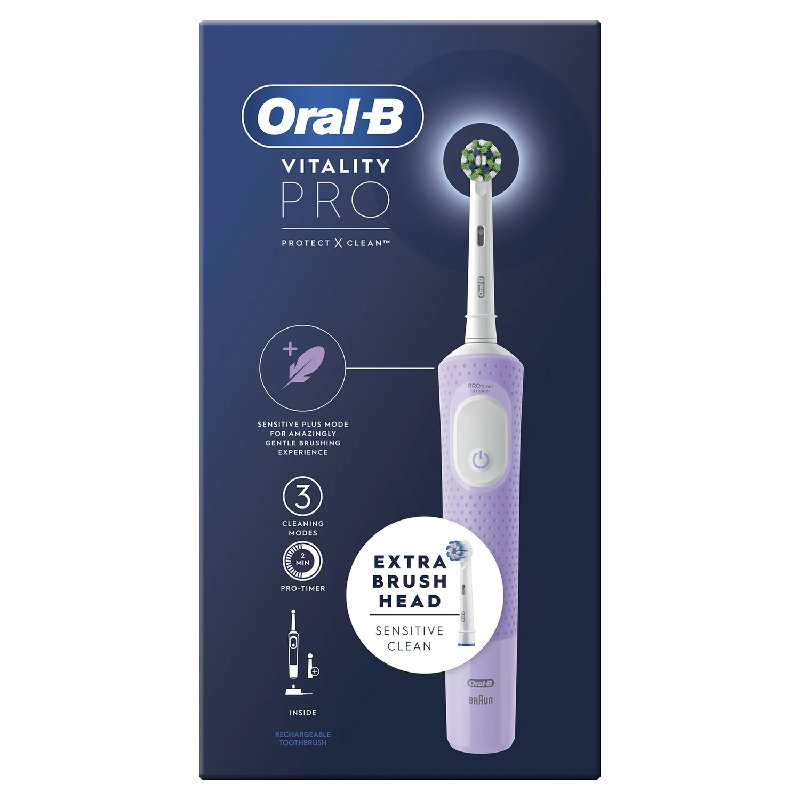 Oral-B Vitality PRO Lilac Electric Toothbrush with 2 Brush Heads