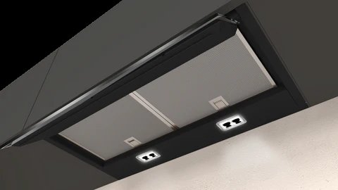 Neff N70 D65XAM2S0B 60cm Integrated Cooker Hood with Fold-out Glass Deflector in Black