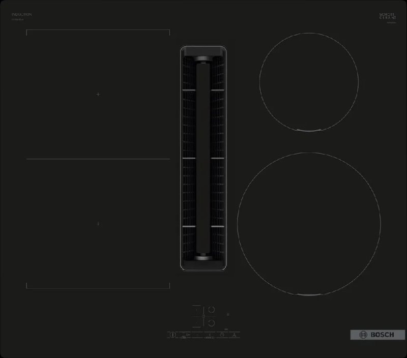 Bosch PVS611B16E Series 4 59cm Black Induction Hob with Integrated Ventilation