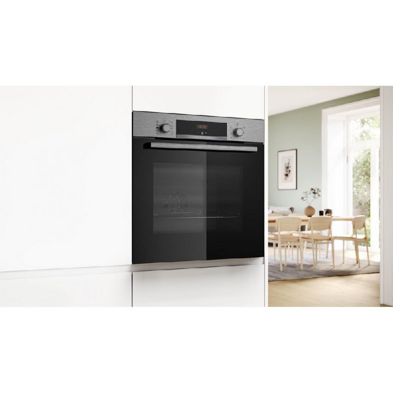 Bosch Series 4 HQA534BS3B 71L Stainless Steel Built-In Electric Single Oven with Steam Function