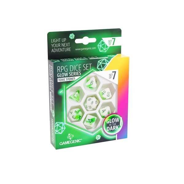 Gamegenic Glow Series Toxic Stones RPG Dice Set - 7 Glow in the Dark Dice