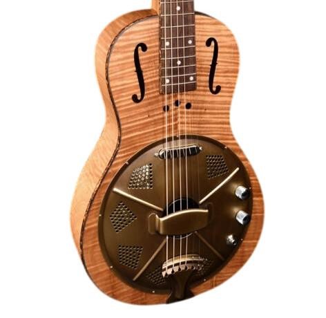 Johnson 860E Parlour Electro Acoustic Resonator Guitar in Flamed Okoume