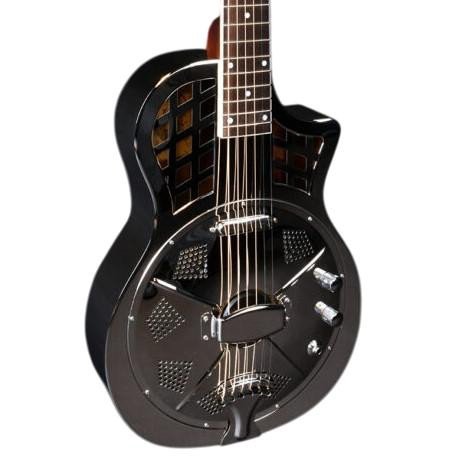 Johnson 994E Electro Acoustic Cutaway Resonator Guitar in Polished Nickel