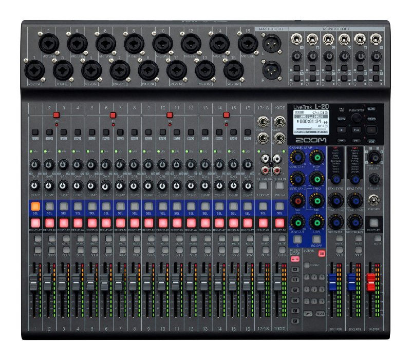 Zoom LiveTrak L-20 Digital Mixer with 20 Inputs and 22-Track Recording