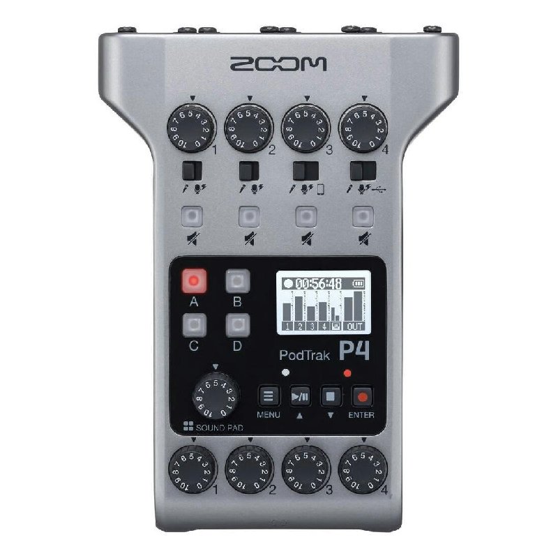 Zoom PodTrak P4 Portable Recorder and Audio Interface with 4 XLR Inputs