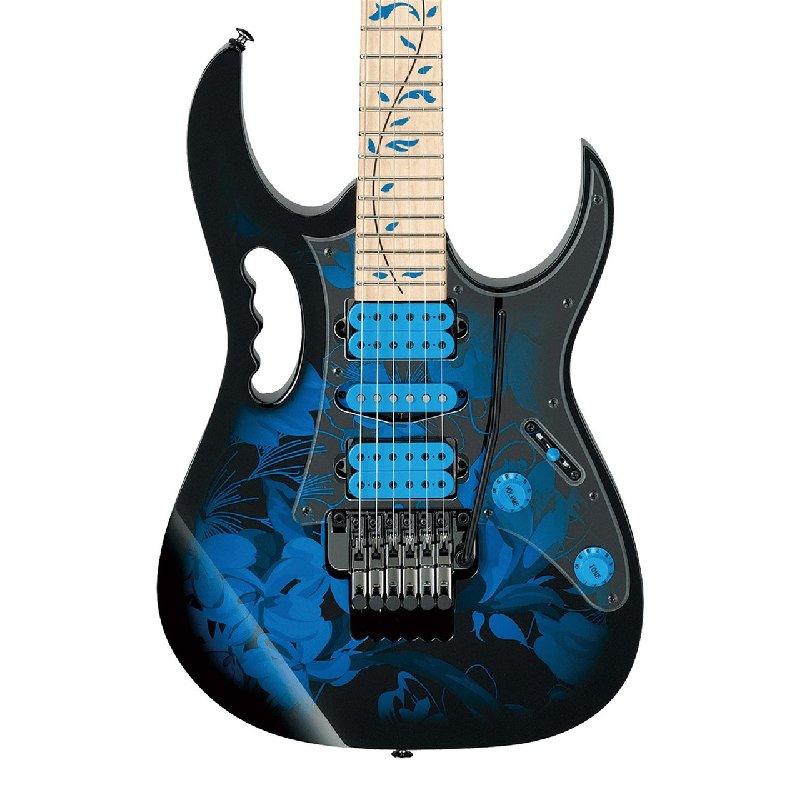 Ibanez Premium JEM77P Steve Vai Signature Guitar in Blue Floral Pattern with Gig Bag