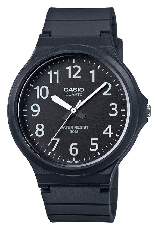 Casio MW-240-1BVEF Unisex Analogue Watch with Black Dial and Black Resin Strap