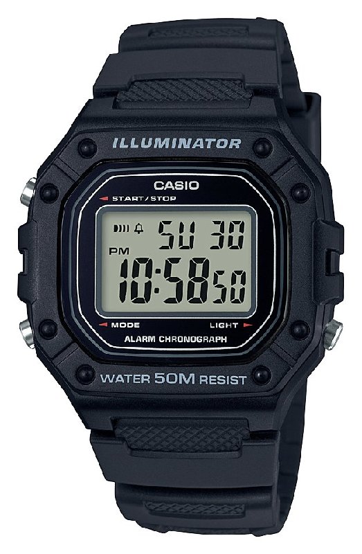 Casio Digital Illuminator W-218H-1AVEF Black Resin Strap Watch