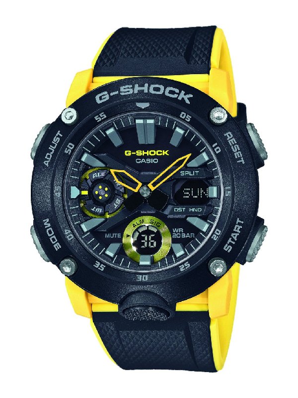 Casio G-Shock GA-2000-1A9ER Men's Black and Yellow Resin Strap Watch
