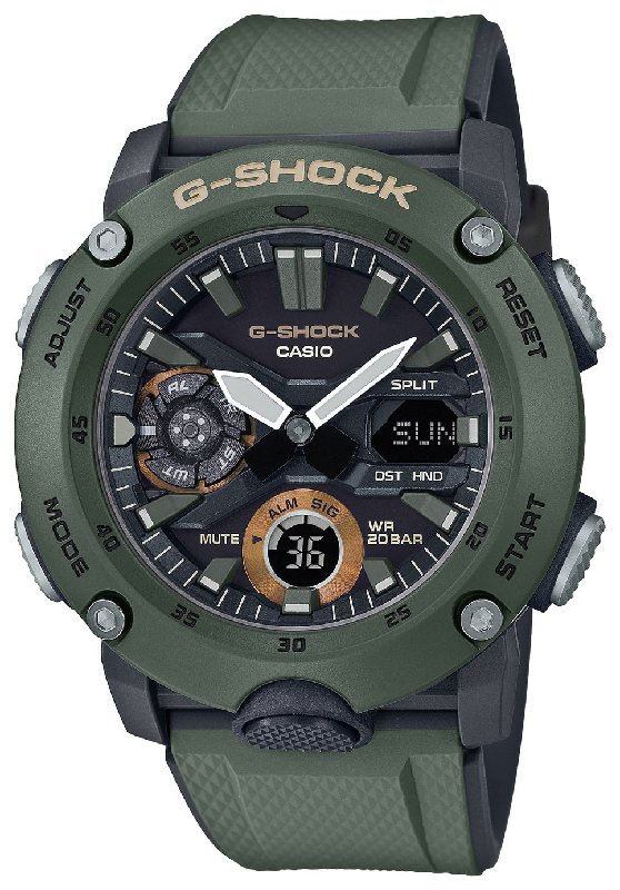 Casio G-SHOCK GA-2000-3AER Men's Army Green Chronograph Watch