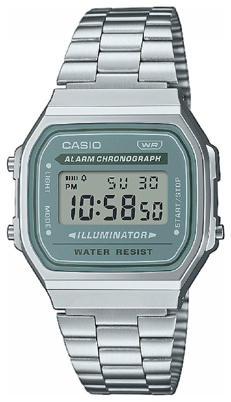 Casio Vintage Green Dial Stainless Steel Bracelet Watch A168WA-3AYES