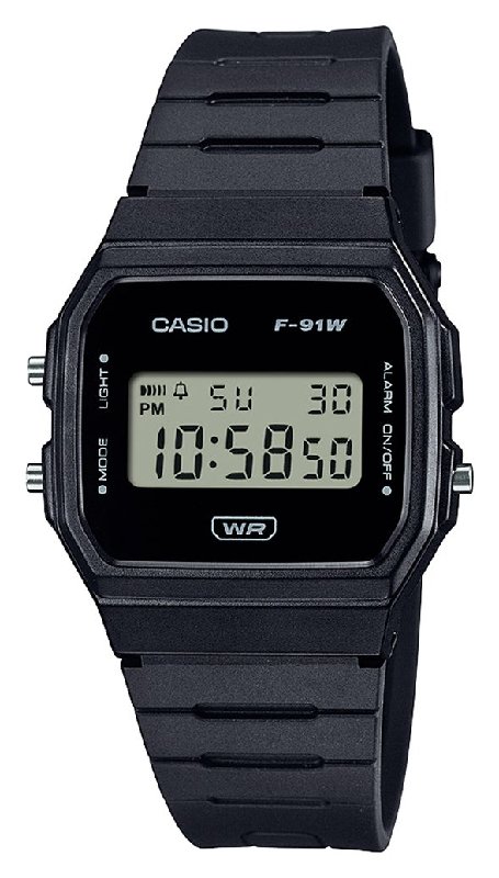 Casio F-91WB-1AEF Classic Black Digital Watch with Grey Dial