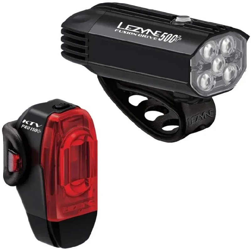 Lezyne Fusion Drive 500+ and KTV Drive Pro+ LED Bike Light Set in Black