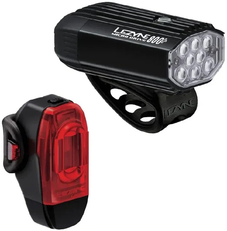 Lezyne Micro Drive 800+ and KTV Drive+ LED Bike Light Set in Black