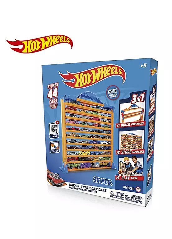 Hot Wheels Rack And Track Car Case with 44-Car Storage and Track Pieces