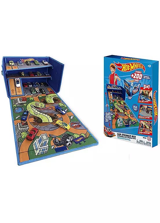 Hot Wheels Flex Cube Playmat Garage Storage Box with 200+ Car Capacity