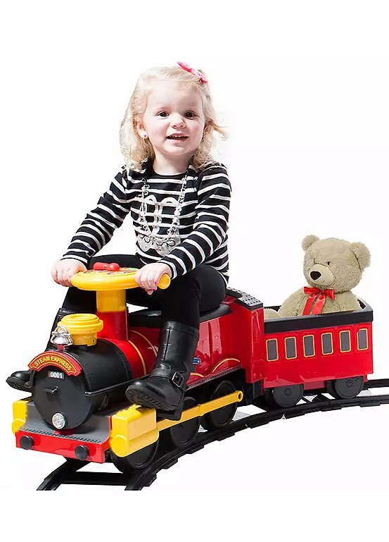 Rollplay Steam Train 6V Ride-On with Track Pack (4 Straight & 4 Curved Pieces)