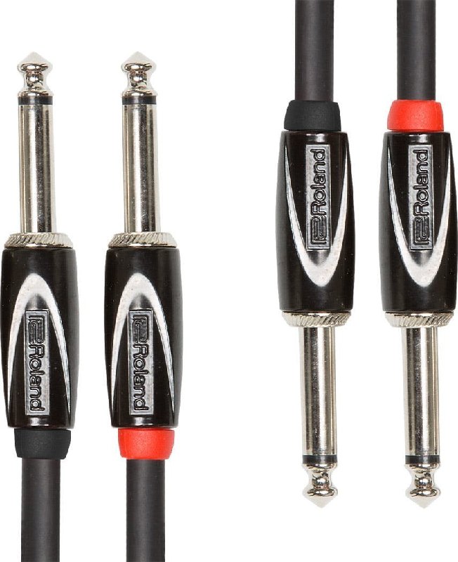 Roland Dual 1/4" TS Jack to Dual 1/4" TS Jack Interconnect Cable, 10ft / 3m, Black