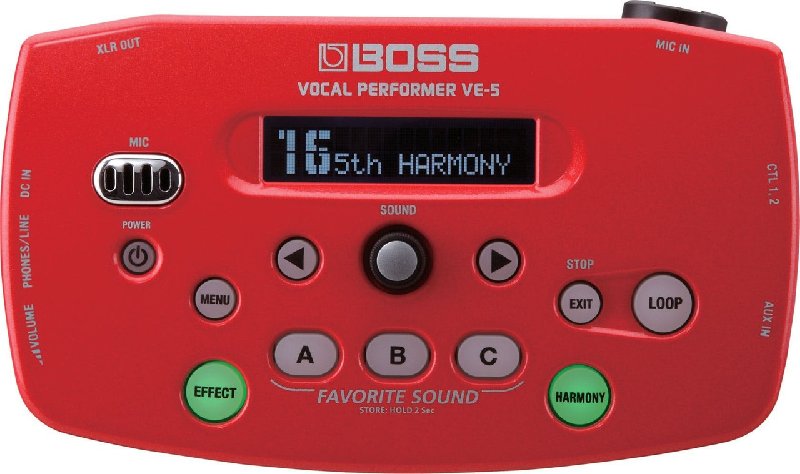 Boss VE-5 Vocal Processor in Red with Mic Stand Mount