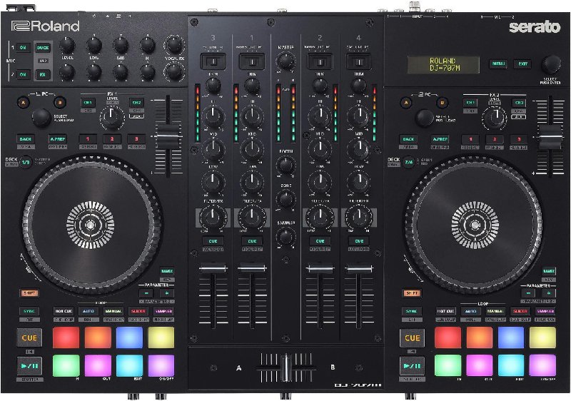 Roland DJ-707M 4-Channel DJ Controller with Live Sound Console