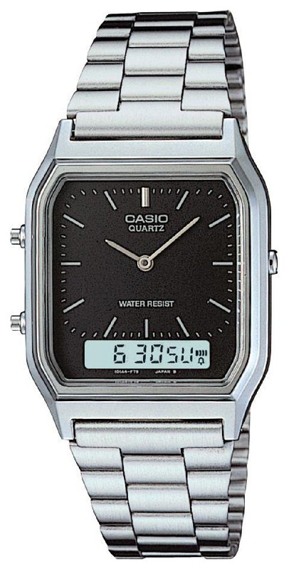 Casio AQ-230A-1DMQYES Silver Stainless Steel Bracelet Dual Time Watch