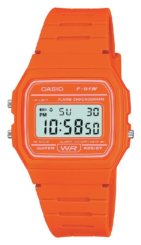 Casio F-91WC-4A2EF Orange Resin Strap Digital Watch with Chronograph