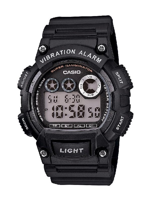 Casio W-735H-1AVEF Men's Digital Watch with Vibration Alarm, Black Resin Strap