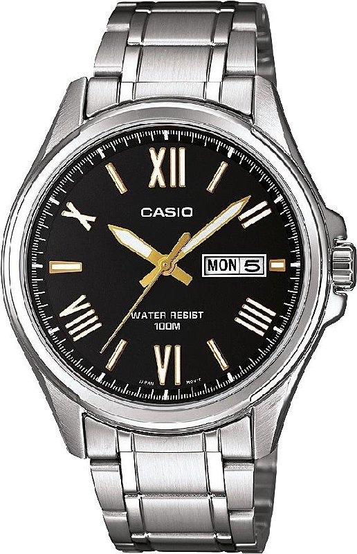 Casio MTP-1377D-1AVEF Silver Stainless Steel Bracelet Watch with Roman Numerals