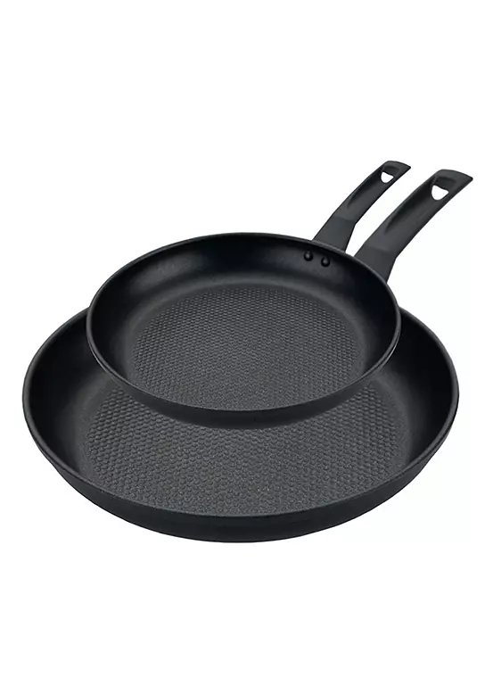Prestige 9x Tougher Black Aluminium Non-Stick Frying Pan Twin Pack, 21cm & 29cm