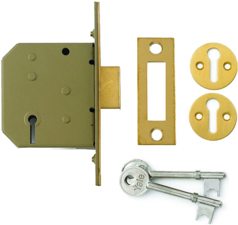 Yale PM322 3 Lever Mortice Deadlock 70 x 121 x 25mm Polished Brass