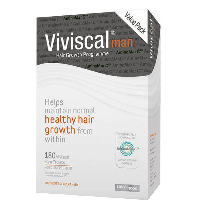 Viviscal Zinc and Flax Seed Hair Supplement Tablets for Men - 180 Tablets