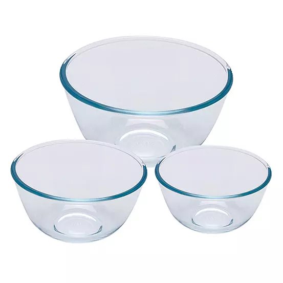 Pyrex 3 Piece Glass Bowl Set with 0.5L, 1L and 2L Capacities