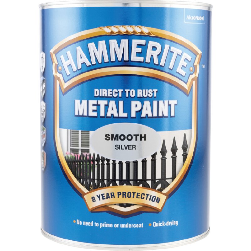 Hammerite Direct to Rust Metal Paint, Silver Gloss Finish, 400ml Aerosol