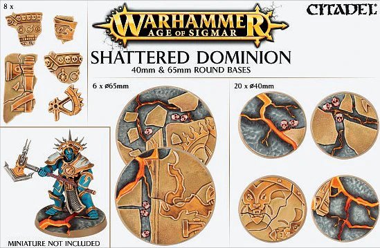 Games Workshop Warhammer Age of Sigmar Shattered Dominion Bases Set: 20x 40mm & 6x 65mm Round
