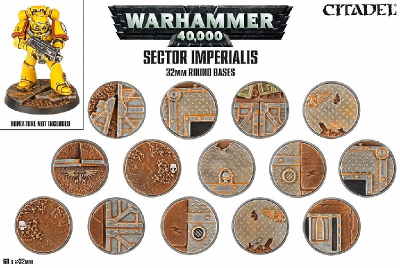Games Workshop Warhammer 40K Sector Imperialis 32mm Round Bases (Pack of 60)