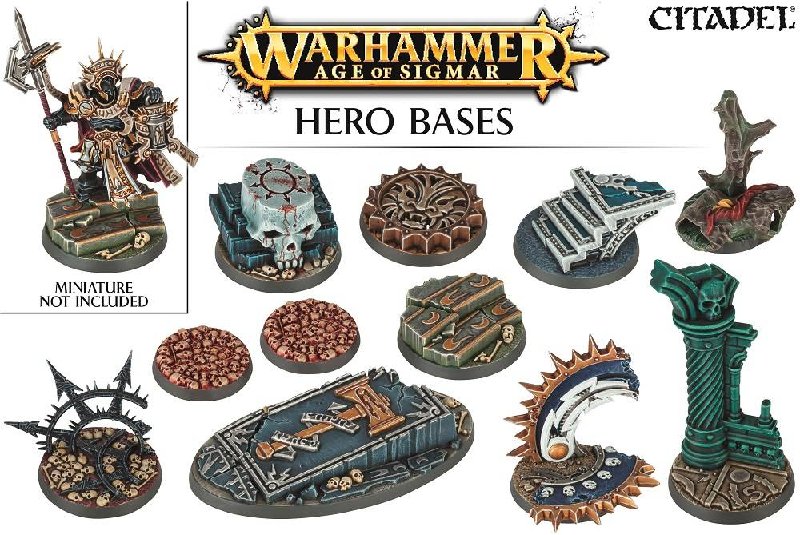 Games Workshop Warhammer Age of Sigmar Hero Bases Set with 11 Bases and Skull Decorations