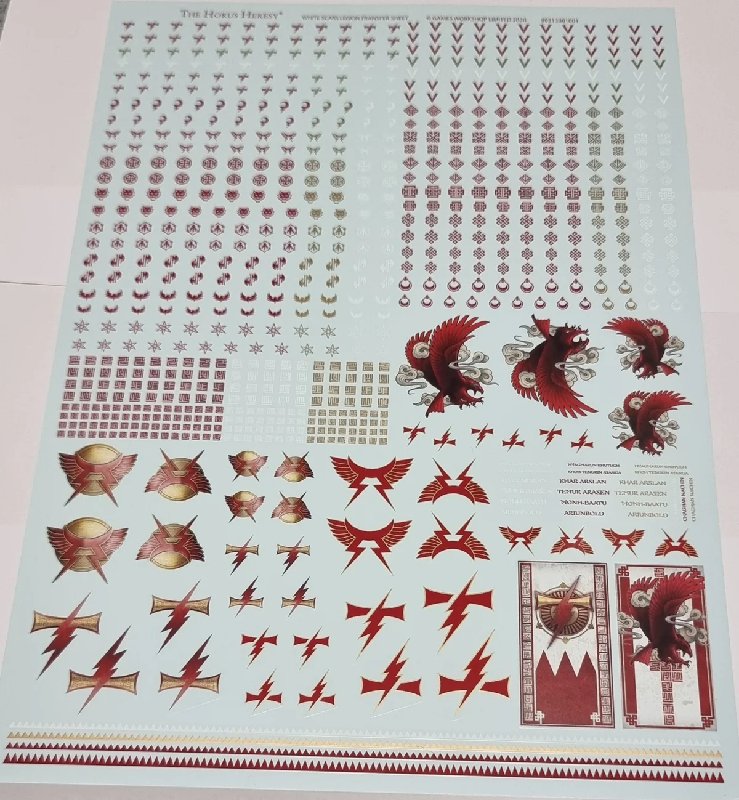 The Horus Heresy White Scars Legion Transfer Sheet with 800 Waterslide Decals