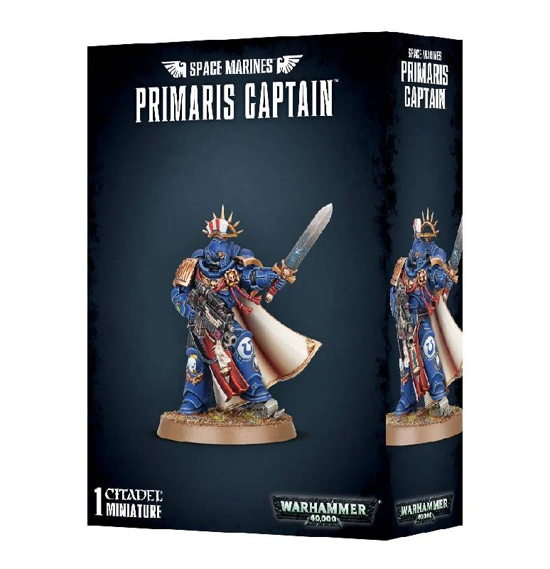 Warhammer 40,000 Space Marine Primaris Captain Plastic Model Kit with 40mm Base