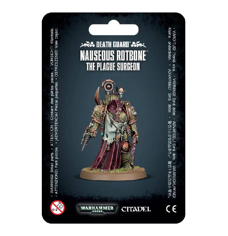 Warhammer 40,000 Death Guard Nauseous Rotbone Plague Surgeon Miniature with 40mm Base