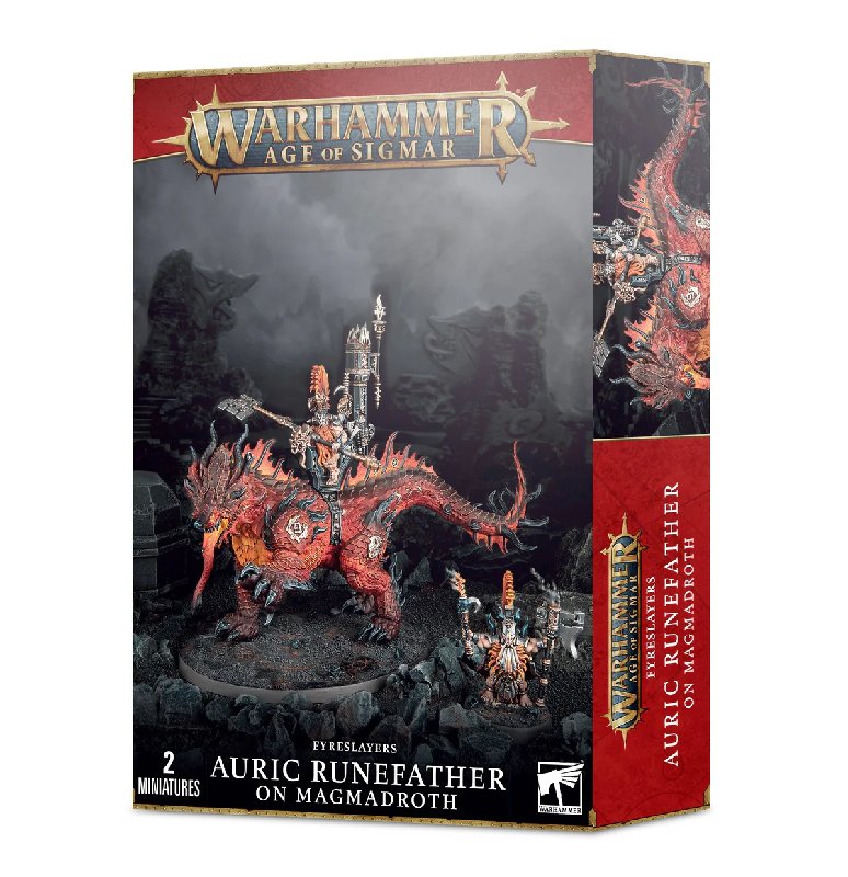 Warhammer Age of Sigmar Fyreslayers Auric Runefather on Magmadroth Plastic Kit