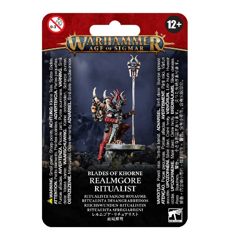Games Workshop Blades Of Khorne Realmgore Ritualist Miniature with 32mm Base